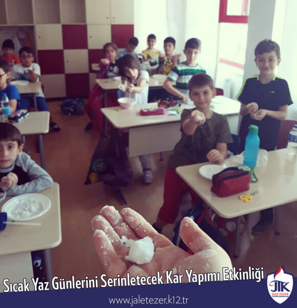 Öğrencilerimizden Sıcak Yaz Günlerini Serinletecek Kar Yapımı Etkinliği 1